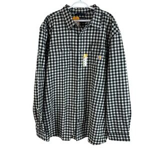 NEW Carhartt Mens Loose Fit Heavyweight‎ Flannel Shirt 3XLT Black White Plaid